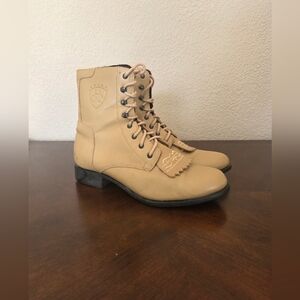 Women's Ariat Beige Non Leather  Lace-Up Boots